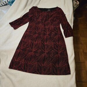 NWT JH Evenings Women's Red/Black Glitter Sparkle Special Occasion Dress Size 16